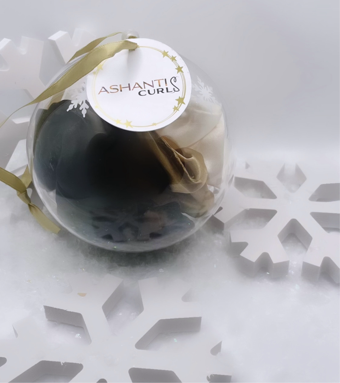 Satin Scrunchie White Snowflake Baubles- Limited Edition