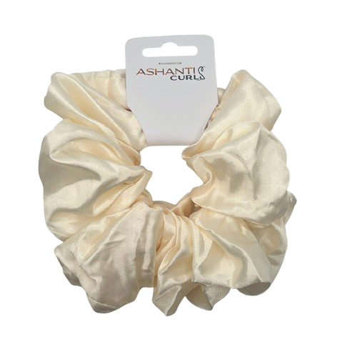 Ashanti Curls XL Satin Scrunchie- Pearl White