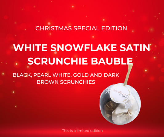 Satin Scrunchie White Snowflake Baubles- Limited Edition