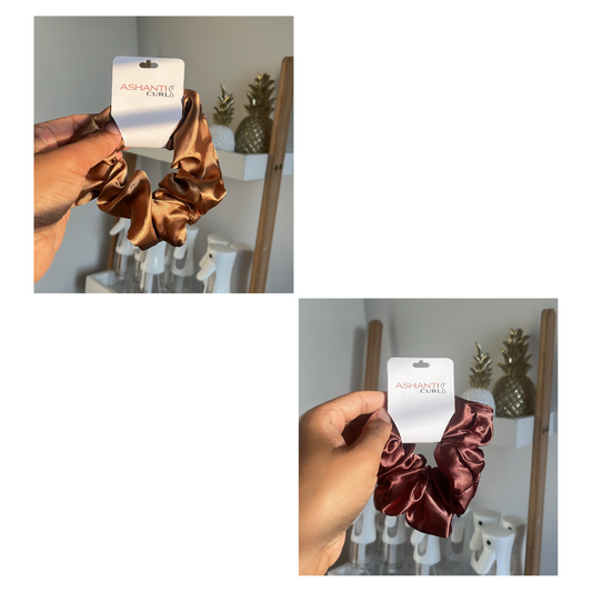 Statement Satin Scrunchie Bundle- Set of 2- Bronze Gold & Burgundy