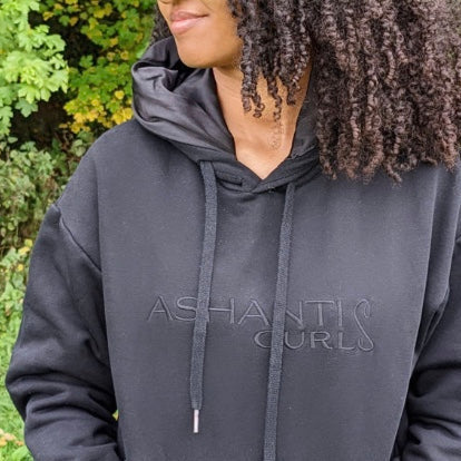 Ashanti Curls- Satin Lined Hoodie Black- Unisex