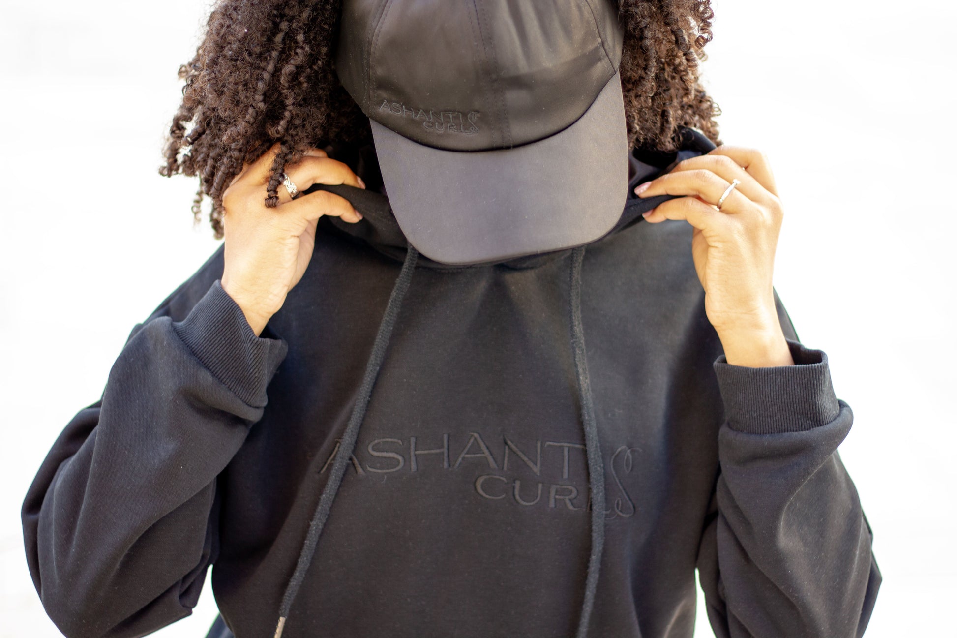 Ashanti Curls-Satin Lined Hoodie Black- Unisex