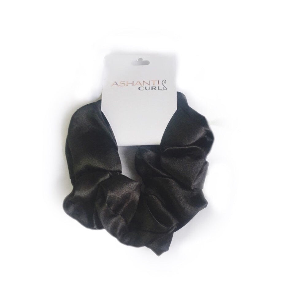 Ashanti Curls Satin Scrunchie- Black