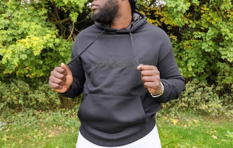 Ashanti Curls-Satin Lined Hoodie Black- Unisex