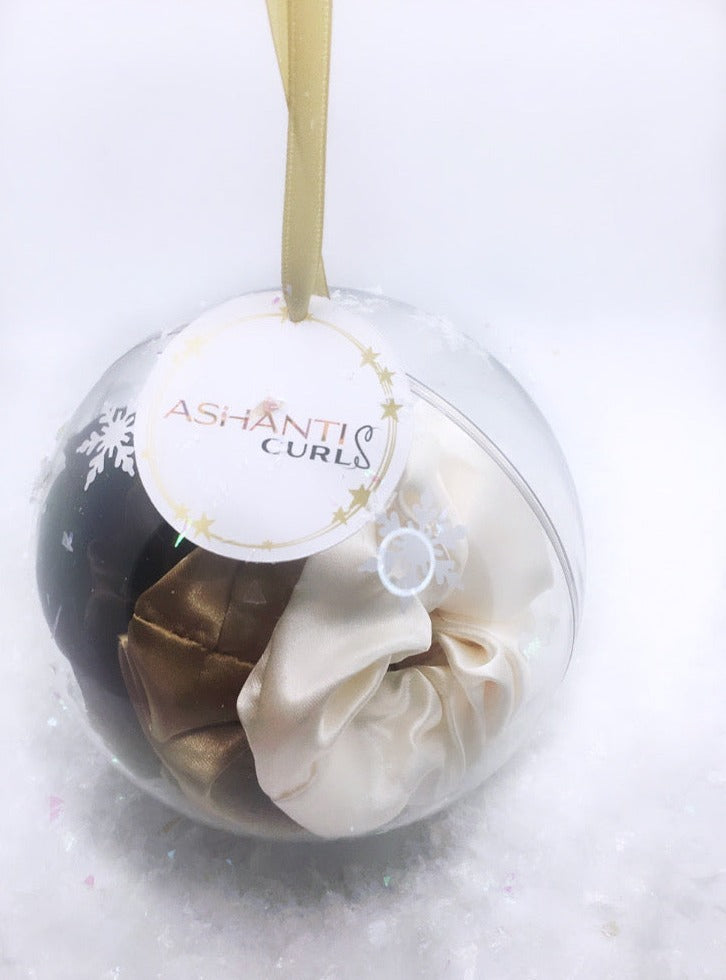 Satin Scrunchie White Snowflake Baubles- Limited Edition
