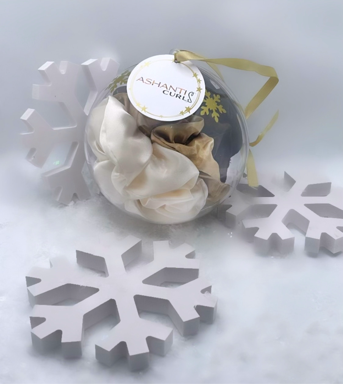 Satin Scrunchie Gold Snowflake Bauble- Limited Edition