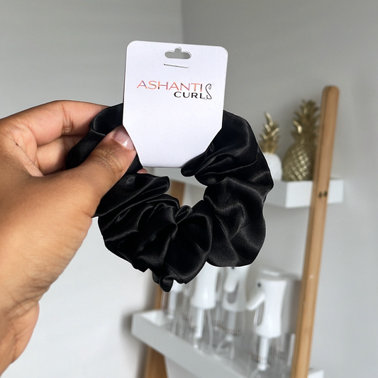 Ashanti Curls Satin Scrunchie- Black