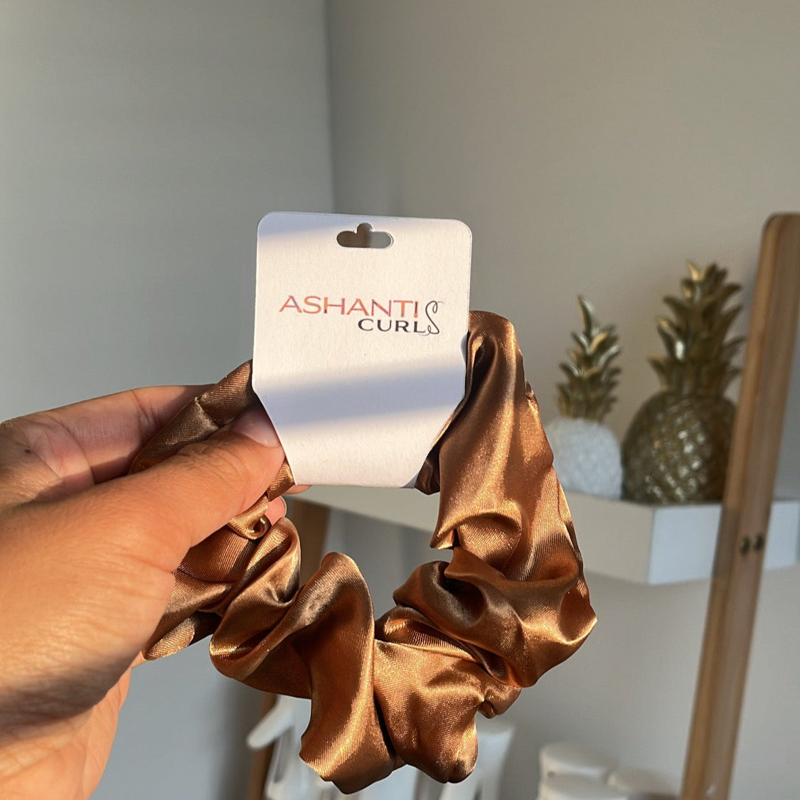 Ashanti Curls Satin Scrunchie- Bronze Gold