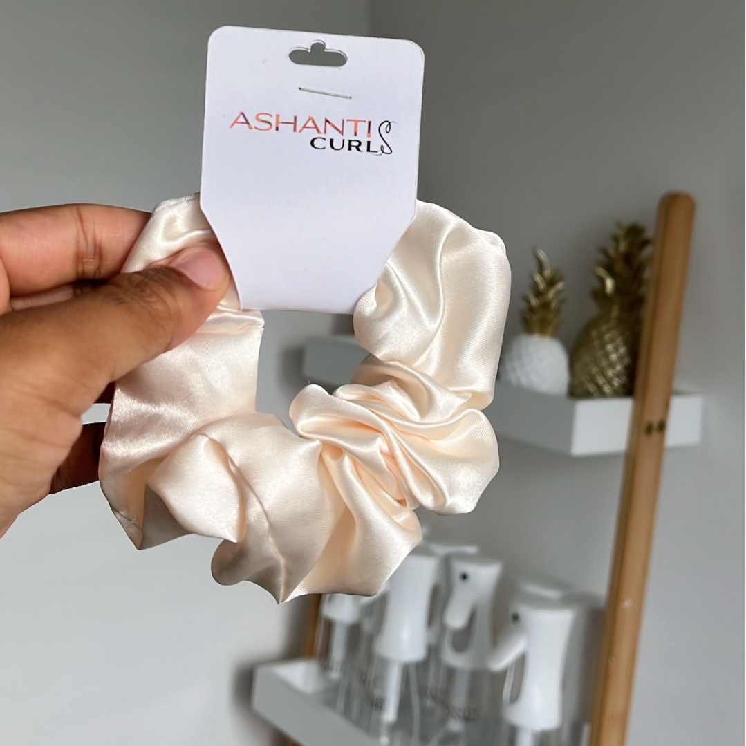 Ashanti Curls- Satin Scrunchie- Pearl White