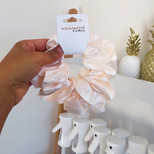 Ashanti Curls XL Satin Scrunchie- Pearl White