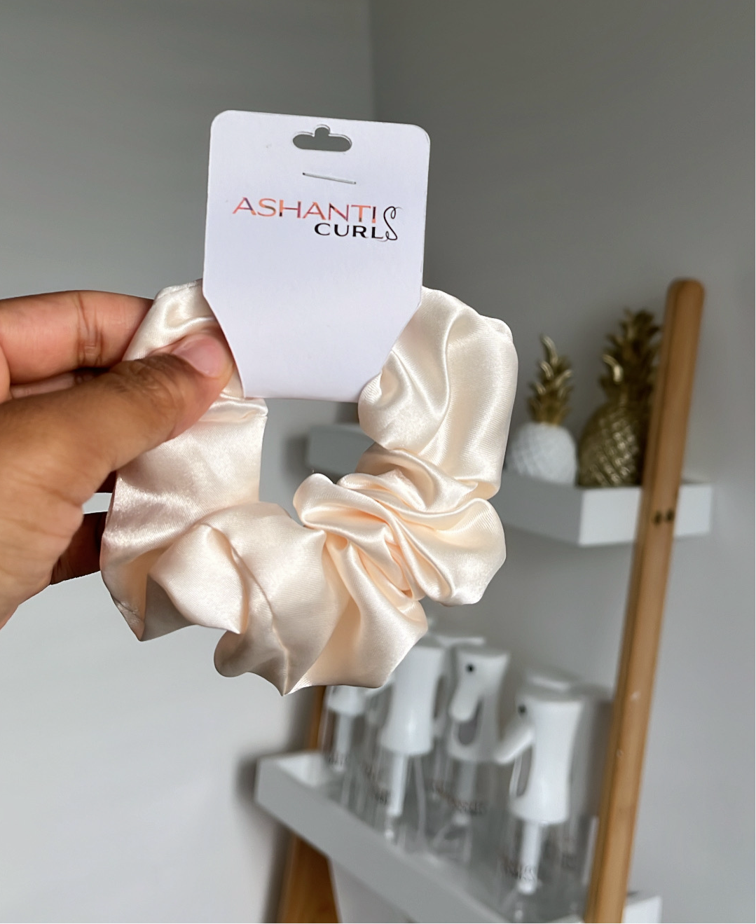 Satin Scrunchie- Pearl White