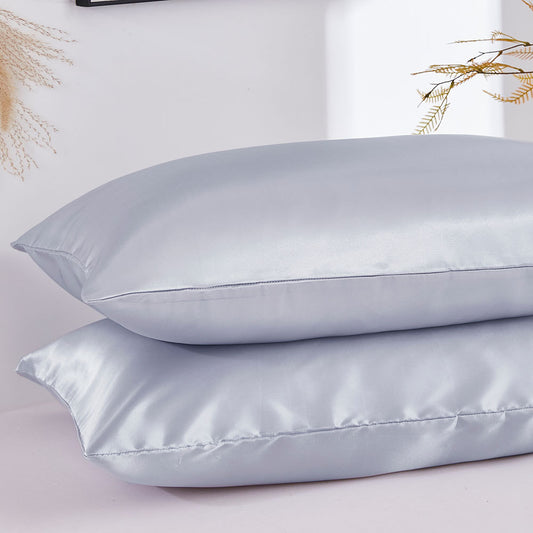 Double Silver Satin Pillowcase=- Twin Pack