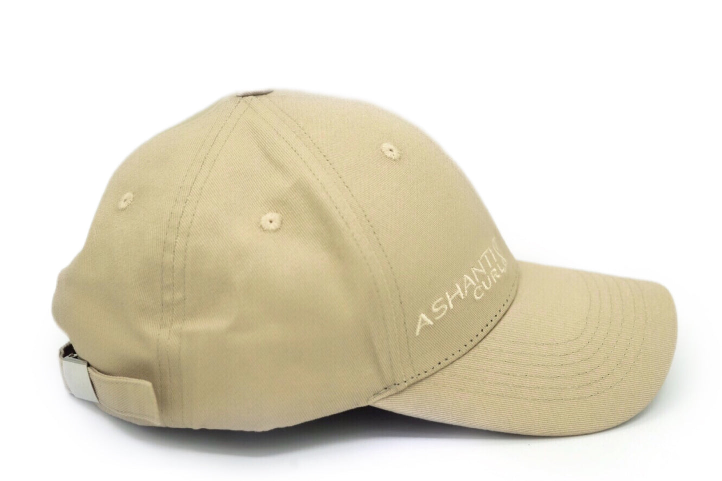 Beige Satin Lined Curly Cap-Full Structured Cap