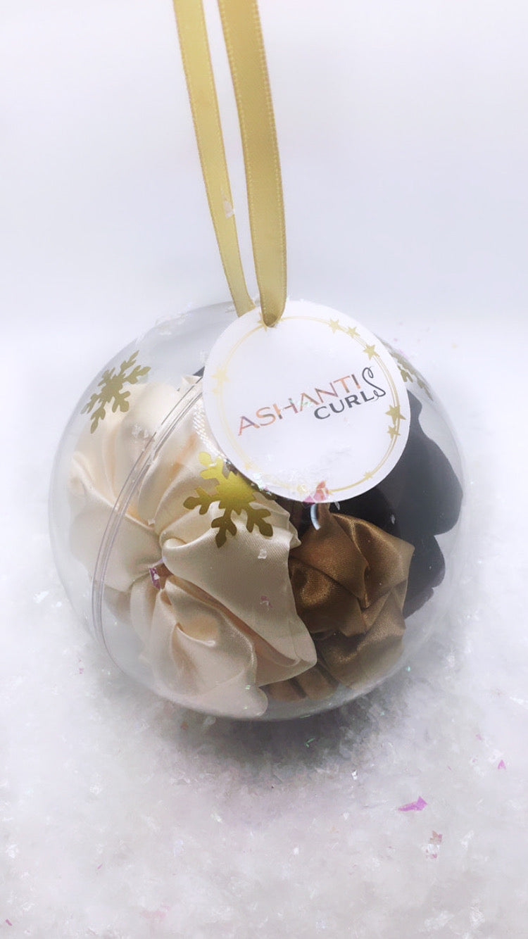 Satin Scrunchie Gold Snowflake Bauble- Limited Edition
